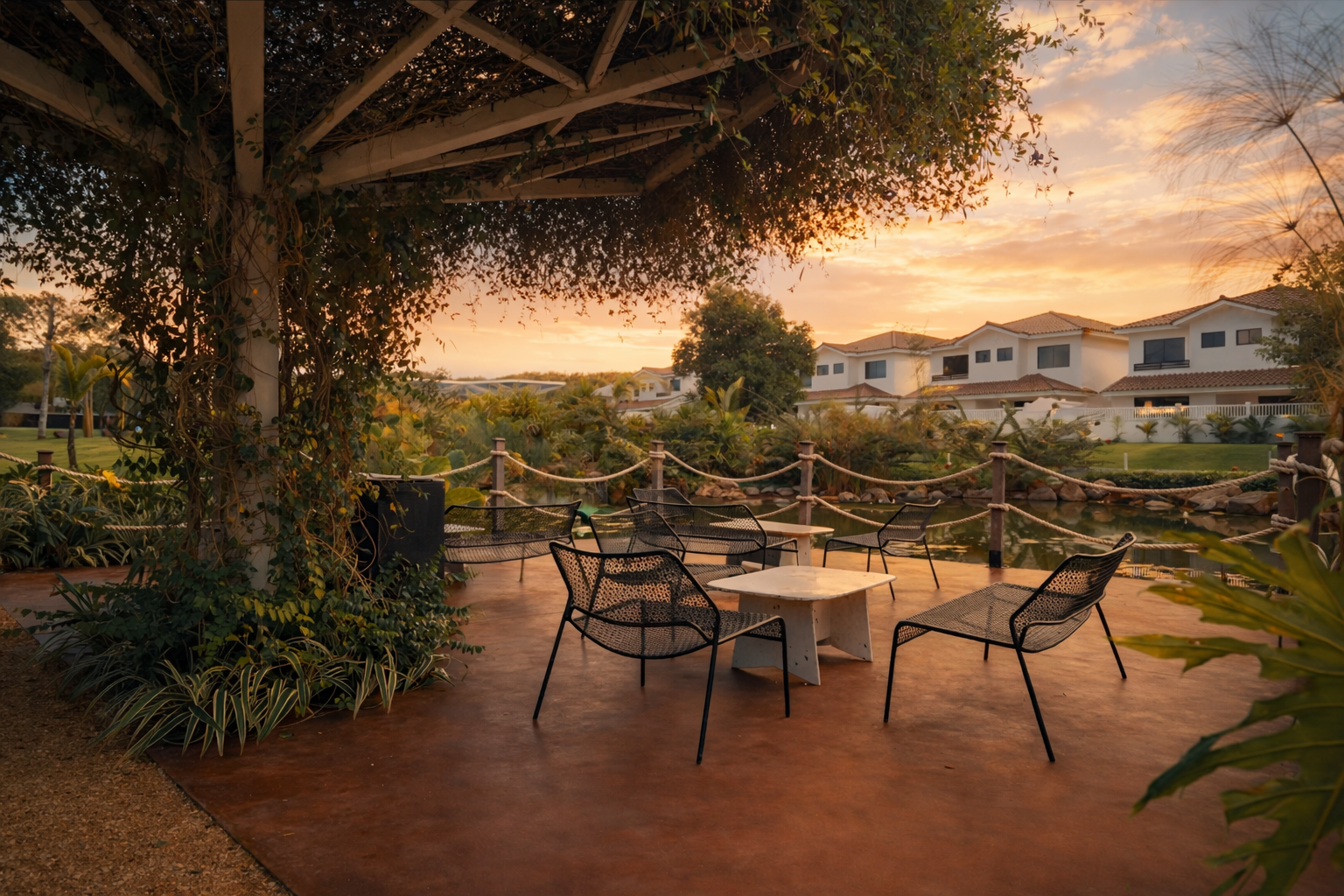 Terraza con vista a proyecto residencial